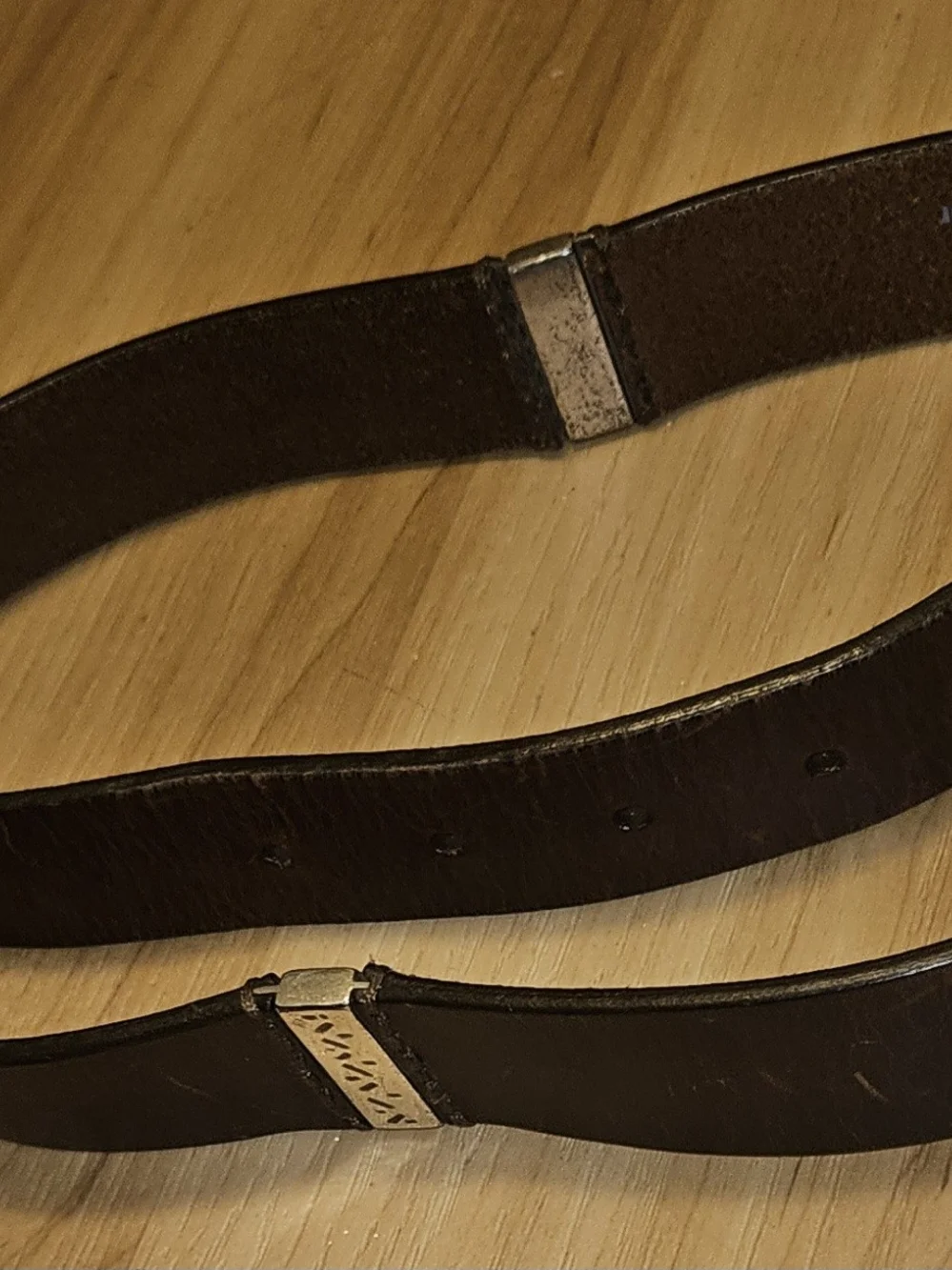 Men's Dark Brown Leather Belt with Brass Buckle